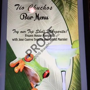 New menu of drinks!