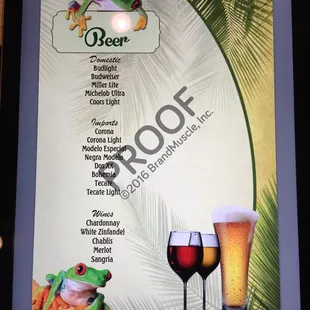 New menus of drinks!