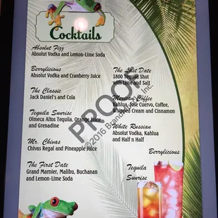 New menus of drinks!