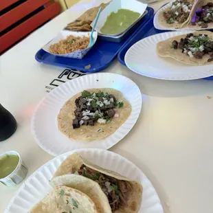 Taco, rice, chips and salsa