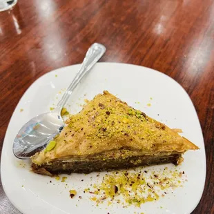 a slice of pie on a plate