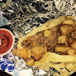 Bistek &amp; potato breakfast taco  Freaking YUM