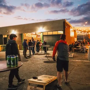 Cornhole out at the BG