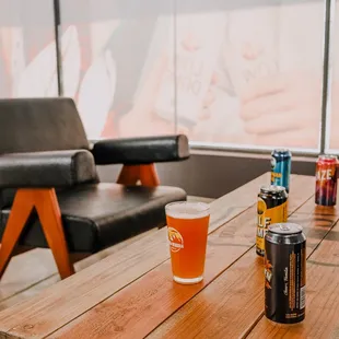 Gather around the soft seating inside with your favorite beer