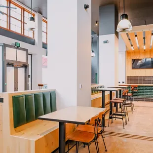 Built in cushion seating.