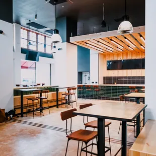 Side view of the center section of the taproom.