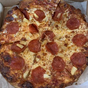 Pepperoni and Pineapple Pizza