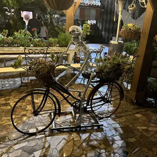 Skeleton on a bike