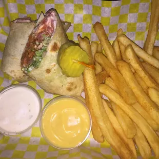 a sandwich and fries