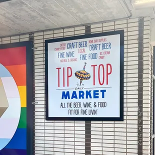 a sign for tip top