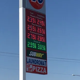 a gas station sign