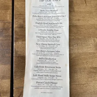 a menu on a table