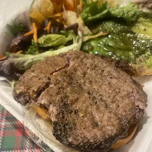 Burger was overly seasoned had to wash off the seasoning and was made rare when asked for medium well.