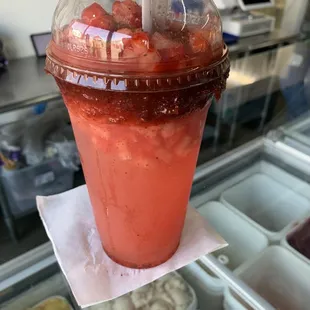 strawberries in a plastic cup