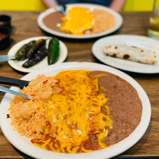 Cheese Enchilada Plate, Nopalito Taco, Sour Cream Chicken Enchilada Plate