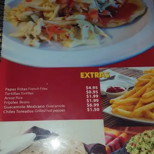 Pupusas menu