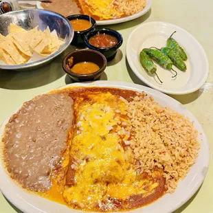 Cheese Enchilada Plate and Chiles Torreados