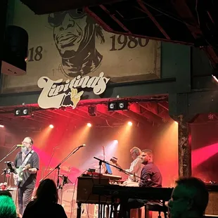 a band performing on stage
