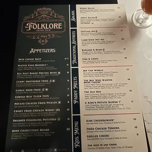 Menu (note the prices have changed from $1-2)