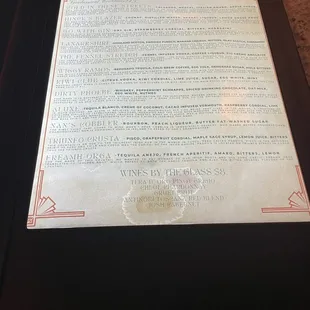 a menu for a wine tasting