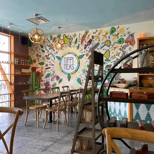 the interior of a tea shop