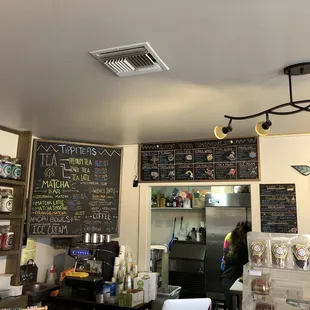 the interior of a tea shop