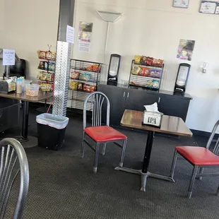 tables and chairs in a deli