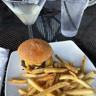 Happy Hour Double Cheeseburger and Fries
