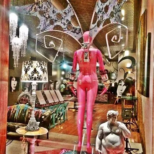 A peek inside our Tipsy Artist Paint Palace window at night