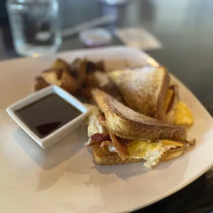 Bacon,egg and cheese sandwich with French toast instead