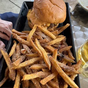 Smash burger with garlic parm fries