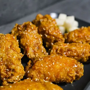 a plate of fried chicken