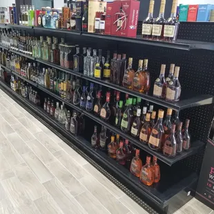 shelves of liquor and spirits