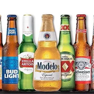 a variety of beer bottles