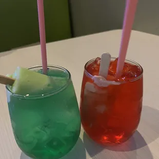 Honeydew melona and strawberry melona soju