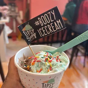 Complimentary sprinkles!! New cotton candy with vodka and Mexican hot chocolate with tequila hiding underneath (my favorite!)