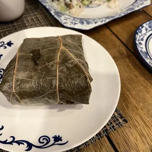 Sticky rice wrapped in lotus leaves