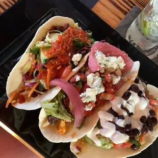 Buffalo Cauliflower Crunchy Tacos