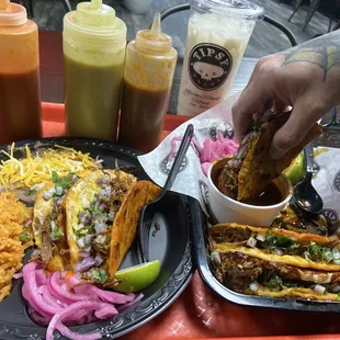 1 Quesa-Birria Taco rice and beans