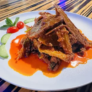 Beef tendon in chili oil