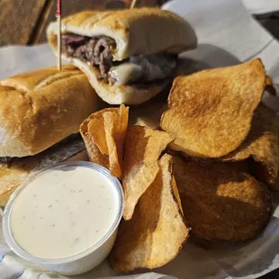 French dip with chips