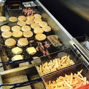 frying pans and french fries