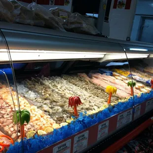 a display of various types of food
