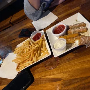 two plates of food on a table