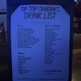 Drink list