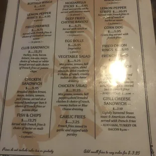 menu
