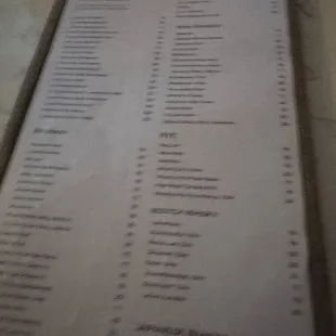 menu