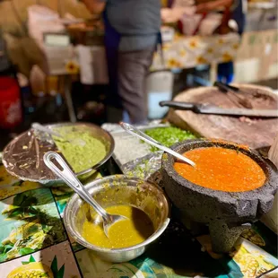 a variety of sauces
