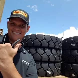 David Saying Aloha with some solid forklift Tires 8.25-15 Solid "Tires