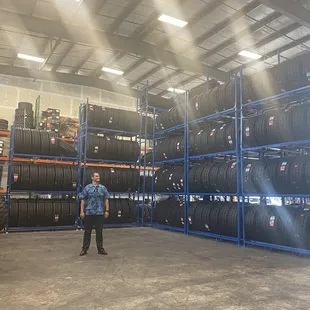 Wide view of some Semi Truck Tire racks